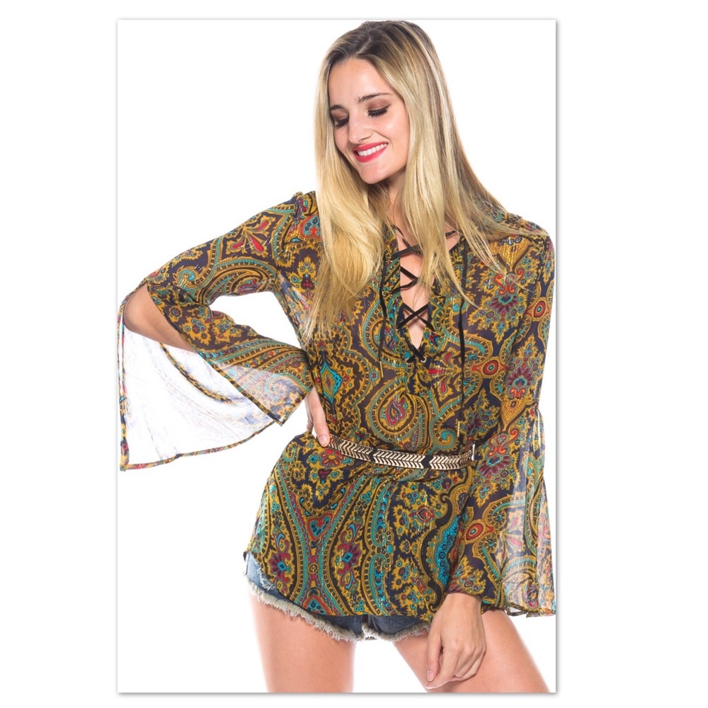 BOHO Chiffon Top NWT